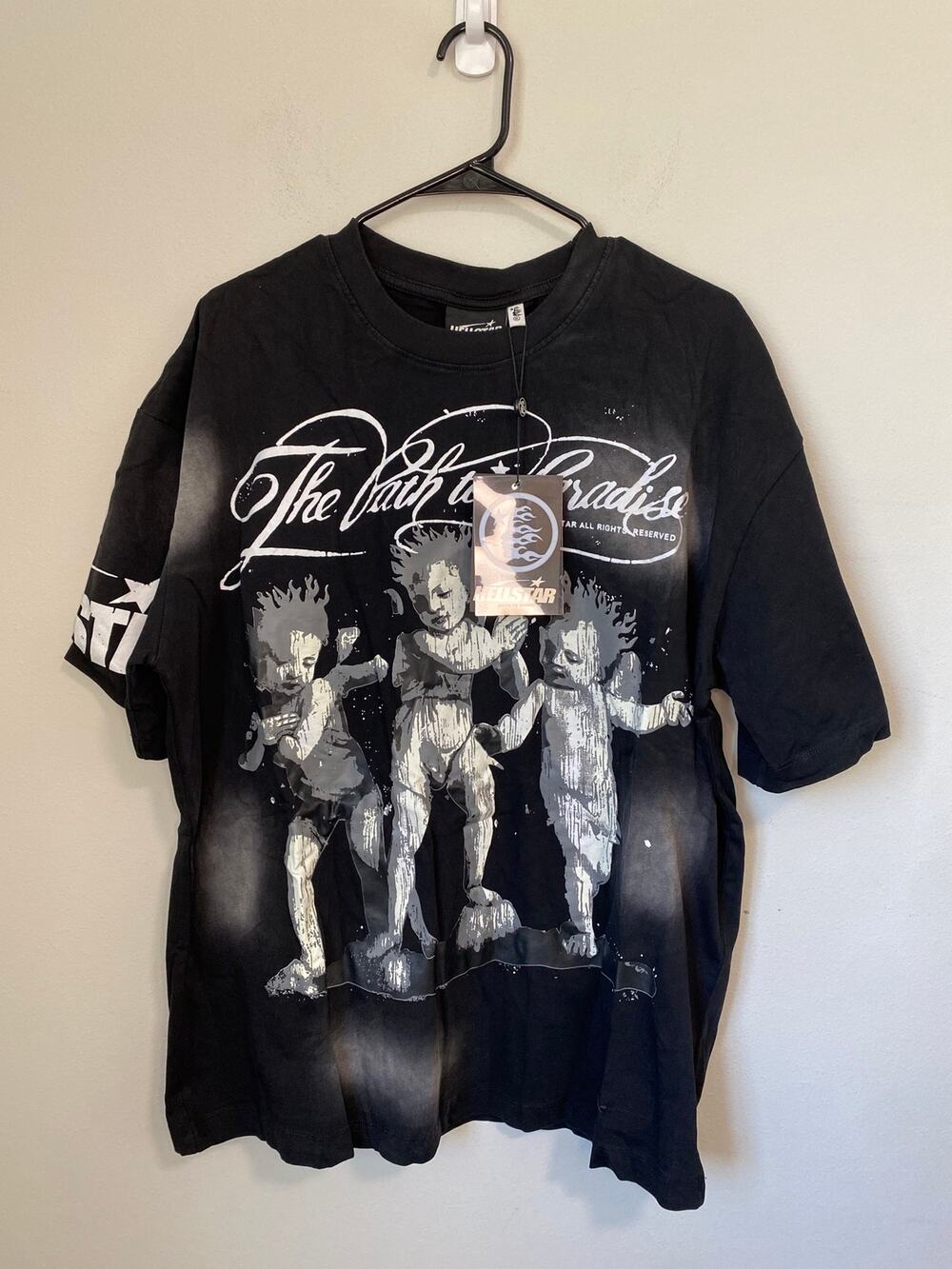 New Hellstar The Path to Paradise Cherubs Graphic T-Shirt Black Size XL
